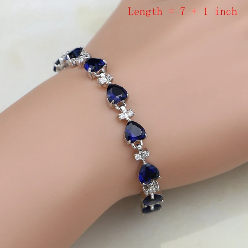 Heart Blue Cubic Zirconia Jewelry Sets Silver Bridal Jewelry Docoration For Women 
