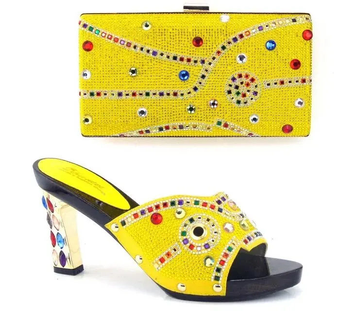 

Shoes and Matching Bag Set with Rhinestones High Heels Pumps African Shoe and Bag Set for Party In Women  1701v0522d28