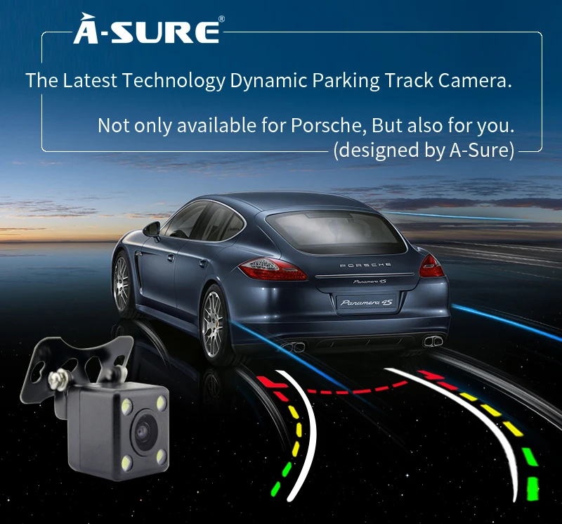 

A-Sure Car Rear View Camera Universal Backup Parking Camera 8 LED Night Vision Waterproof 170 Wide Angle HD Color Image