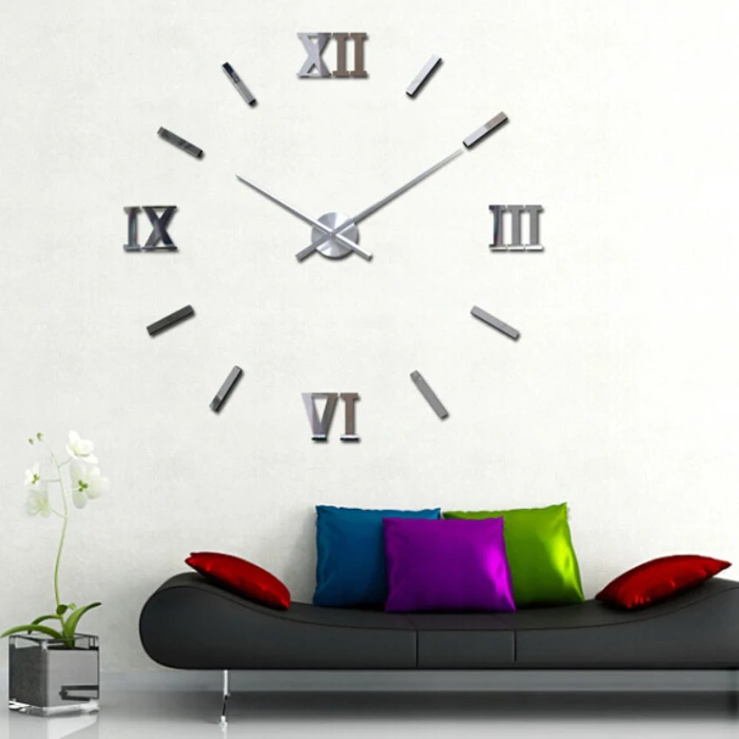my house modern diy large wall clock mirror surface sticker home