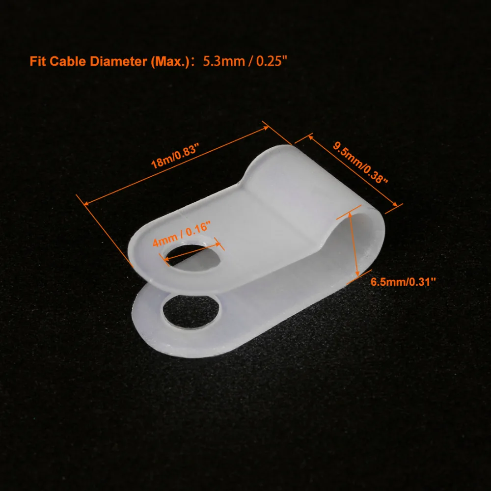 Uxcell 3 1/5 3/7 9/10 4/15 8/19 4 мм нейлоновый R type белый/черный кабельный зажим органайзер