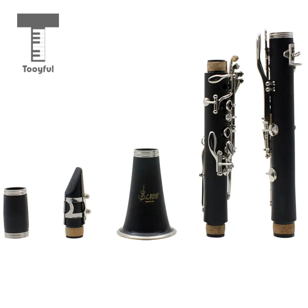 Tooyful Portable Professional Exquisite Black Black 17 Key B Clarinet with Box Set Orchestral Musical Instrument Gift 67cm