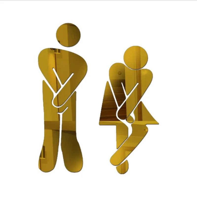 3D Acrylic Stereo Mirror Wall Toilet Bathroom Men and Women Logo Decoration door Sticker DIY Creative Public WC Boy Girl Logo (5)