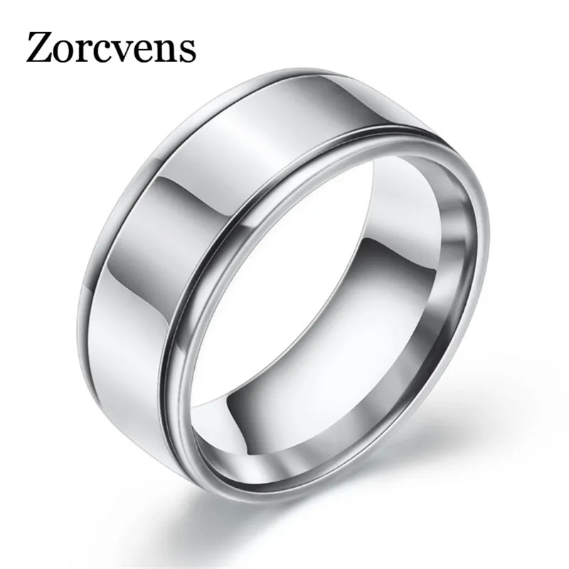 Промотирование ZORCVENS, нержавеющая сталь, черный/серебристый/золотой цвет, антиаллергенное гладкое обручальное кольцо для пары, Женское и мужское модное ювелирное изделие