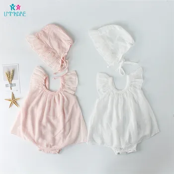 

100% Cotton Summer Baby Bodysuit Solid Color Princess Sleeveless Silver Mesh Triangle Crawling Suit Baby Girl Clothing Baby Wear