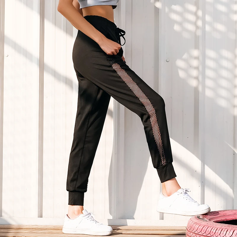 Популярные женские штаны с боковой сеткой, выдолбленные штаны для фитнеса, спортивные штаны для йоги, женские штаны для спортзала, одежда