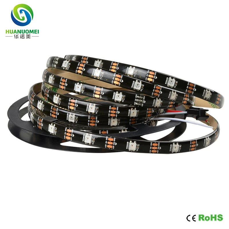 5m 30led m ws2812b led strip tahan air ws2812 fleksibel pita addressable ws2811 smd 5050 rgb lampu pixel lampu 5v hitam pcb ip65