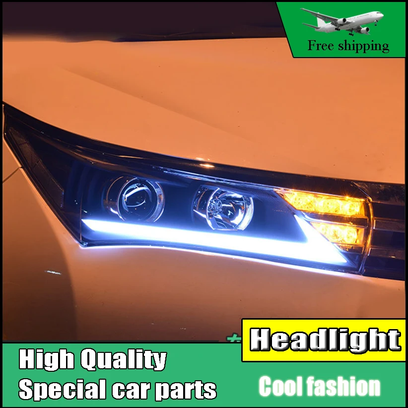 Стайлинга автомобилей фара для Toyota Corolla фары 2014-2016 светодиодный фар DRL двойной луч