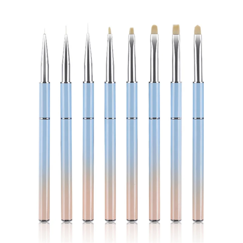 

Metal Bar Gradient Color Pull Line Flower Nail Pen New 8 Types To Choose Nail Brush Tools Phototherapy Carving Painted Gel Pen