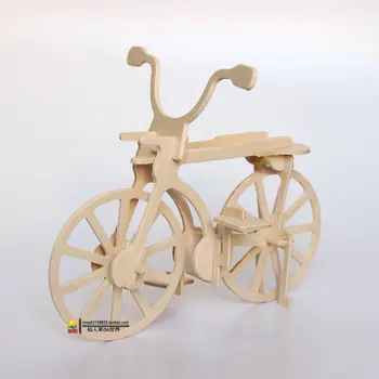 

Wooden model children puzzle toys simulation bicycle kindergarten boy girl hand wooden plug to hold the bike puzzles