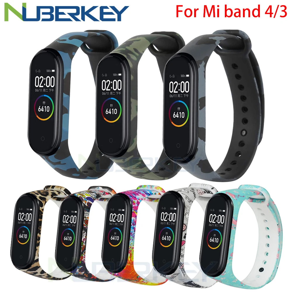 

Camouflage Bracelet for Xiaomi Mi Band 4 Strap Silicone printing flowers strap miband 3 accessories for xiaomi miband 4 NFC band