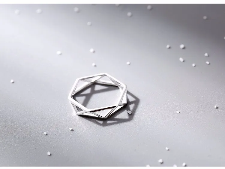 Простые Ретро Геометрические кольца 925 пробы серебряные кольца для женщин ювелирные изделия Открытые Кольца