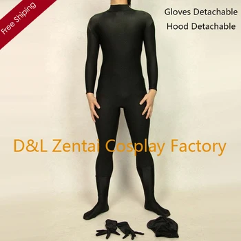 

Free Shipping DHL Hot Halloween Sexy Costumes Black Lycra Zentai Spandex Unisex Catsuit For Events in Plus Size