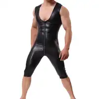 Men Bodysuit Sexy Lingerie Leather Gay Front Zipper Underwear Stage Dancewear Corsets Man Leotard Bodysuit Costumes Bodystocking
