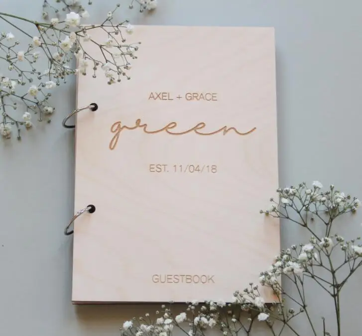 

personalized wedding Polaroid Album, Minimal Wooden memory guestbooks engagement Wooden photo Albums signature Guest Books