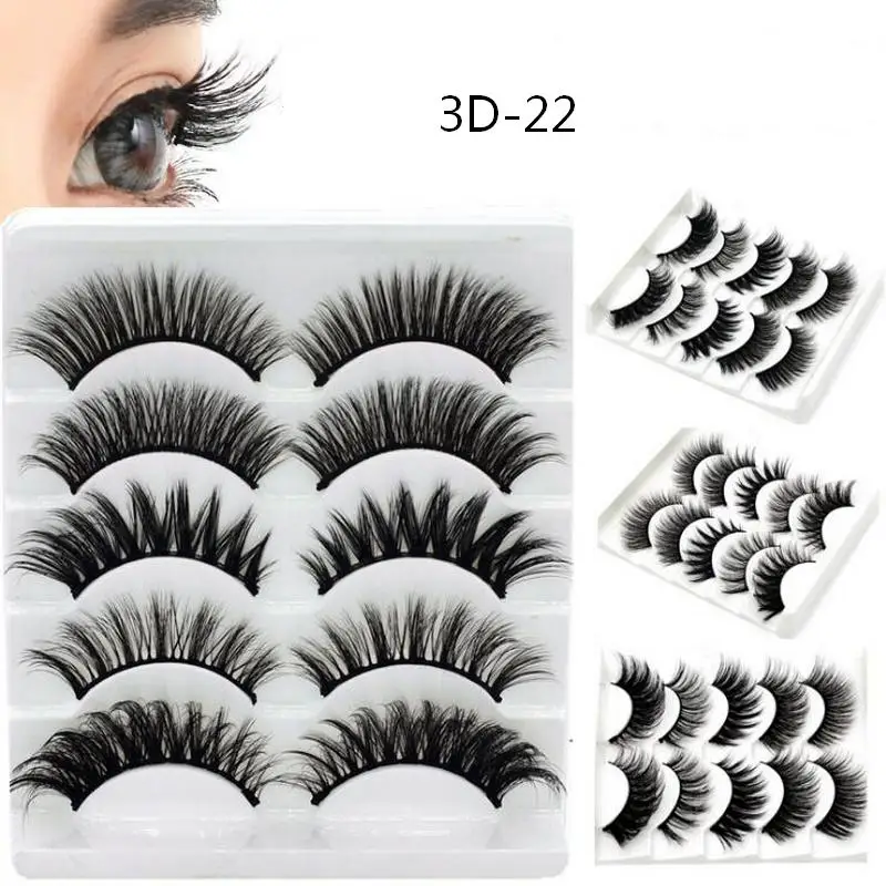 

2019 NEW 13 Styles 5Pairs Mink Hair False Eyelashes Natural/Thick Long Eye Lashes Wispy Makeup Beauty Extension Tools Wimpers