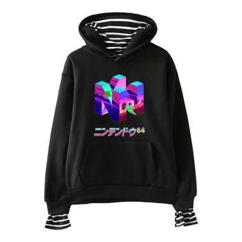 

Vaporwave Hoodies Japan Aesthetics Print Harajuku Vogue Fake Two Pieces Women/Men Casual Sweatshirt Autumn Clothing Custom