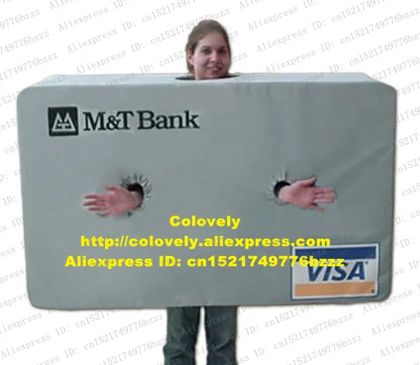 Superb Gray Credit Card Bank Cards Visa Mascot Costume Fancy Dress With