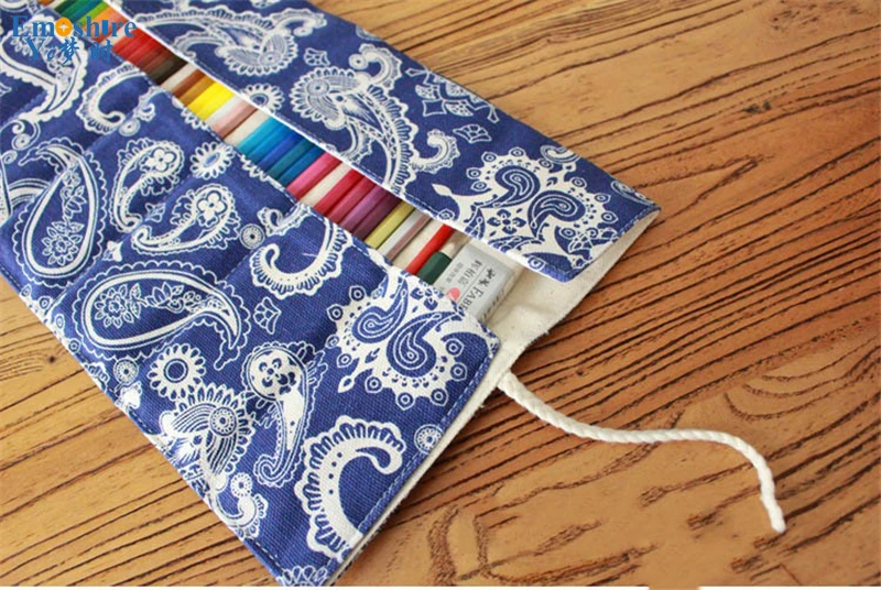 Emoshire Pencil Korean version of the cotton canvas cloth curtains large capacity color pencil pencil pencil pencils (7)