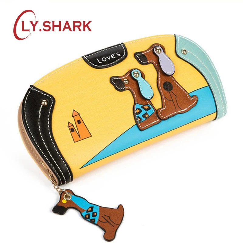 LY SHARK Cartoon dog women purse bag designer wallets famous brand women wallet long font b