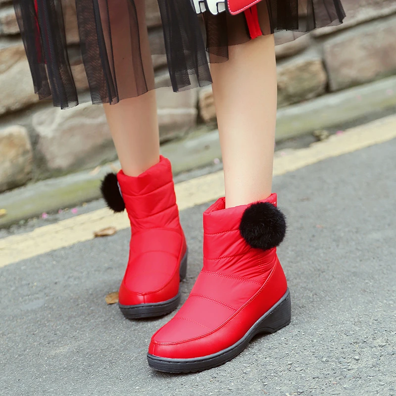 donde quiera Janice Ejecutante 2018 mujeres más tamaño invierno otoño lindo nieve Botines mujer felpa  caliente botas de plataforma de la señora fieltro Bootee corto rojo botas  Zapatos|Botas hasta el tobillo| - AliExpress