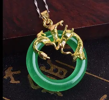 

Free shipping Jewelry Silver Plated Green Dragon Pendant Necklace + free chain