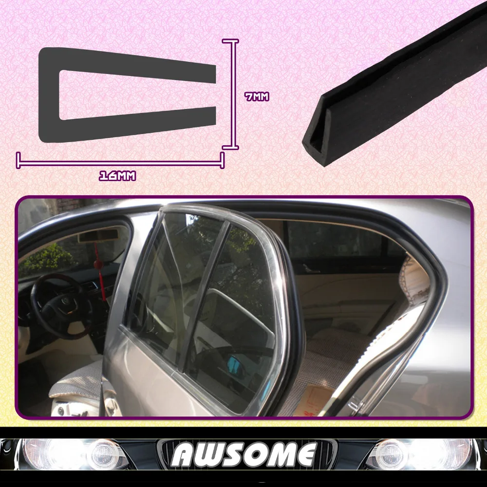 

315" 800cm 16mmx7mm U Channel Black Rubber Edge Seal Trim Strip For Car Auto Truck Window Moulding Strip pillar Waterproof