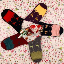 10 пар, милые зимние хлопковые носки, 5 узоров, Рождественские теплые носки, утепленные удобные носки, дышащие носки