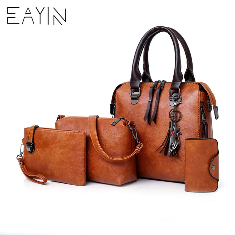 EAYIN 4pcs Set Bag Luxury Designer Handbags Women Bags Female PU Leather Shoulder Messenger Bags Women Tote Bag Bolsa feminina цена EAYIN 4pcs Set Bag Luxury Designer Handbags Women Bags Female PU Leather Shoulder Messenger Bags Women Tote Bag Bolsa feminina цены онлайн
