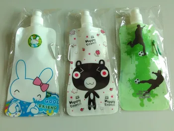 

Cartoon Foldable Water Bottle for Children Kids and Adults Outdoor 480ml Reuseable Water Bag Portable Sport Travel Bottles -46