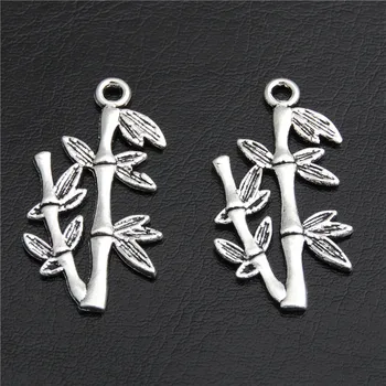 

40pcs Silver Color Charms Carved Reed Bamboo Pendants For DIY Jewelry Making Fittings A2807