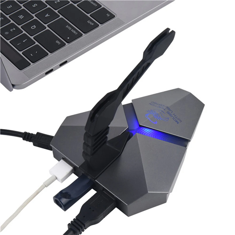Светодиодный светильник 3 порта банджи usb-хаб разветвитель Micro SD карт ридер мышь зажим USB 2,0 данных игровой концентратор с мышью