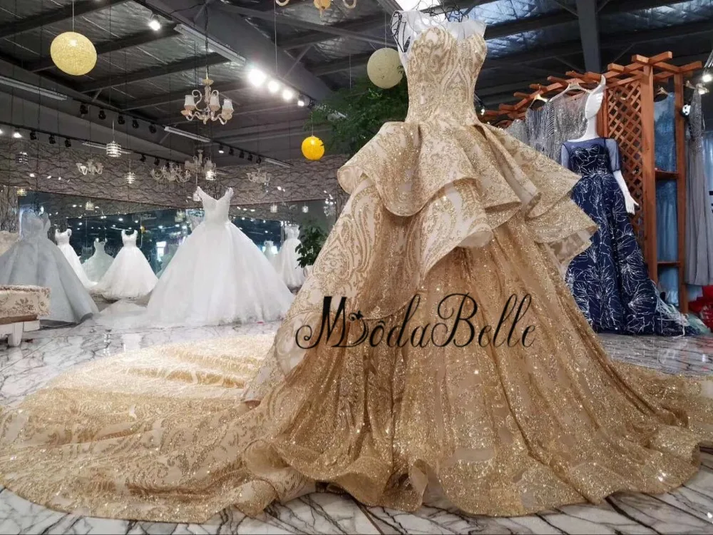 Modabelle Gold Sequin Ball Gown - Elegant Arabic Luxurious Evening Dresses image 3