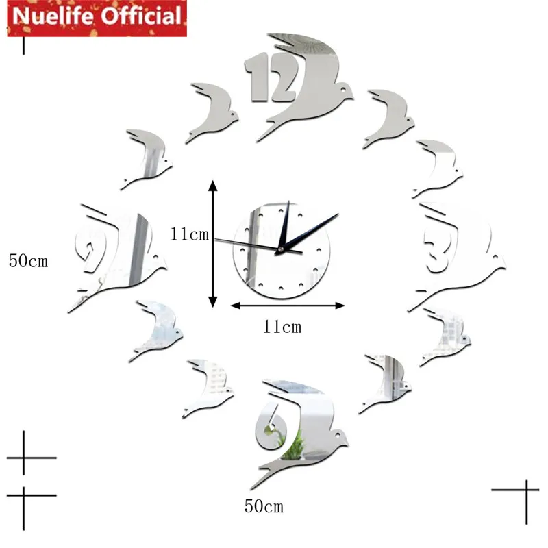 يبتلع نمط الاكريليك ساعة ملصقات للمرايا المعيشة غرفة نوم أطفال غرفة مكتب متجر الشرفة التلفزيون أريكة ملصقات حائط الخلفية