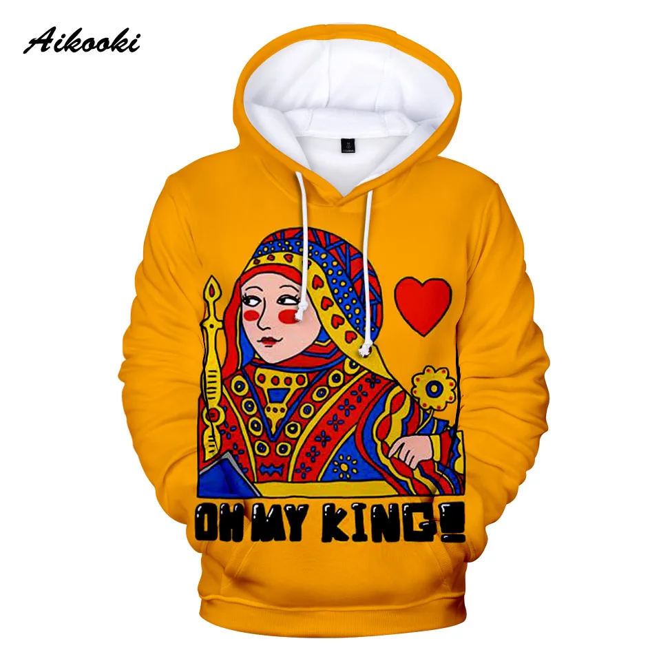 Aikooki KING QUEEN толстовки для мужчин/женщин с капюшоном 3D дизайн игральные карты покер
