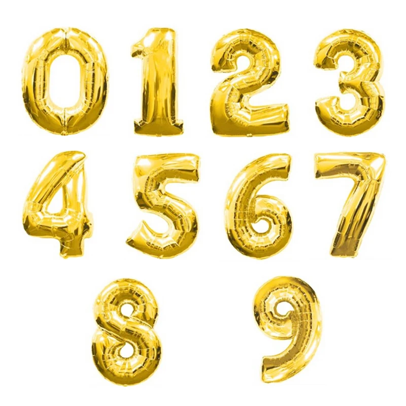 32 inches large Gold Silver Number Foil Balloons Digit air Ballons Birthday Party Wedding Decor Air Baloons Event Party Supplies