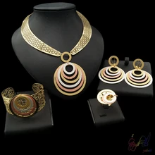 Yulaili Free Delivery 2017 Round Design Pure Rose Silver Gold Color Anniversary Jewelry Set Party Four Jewelry Sets