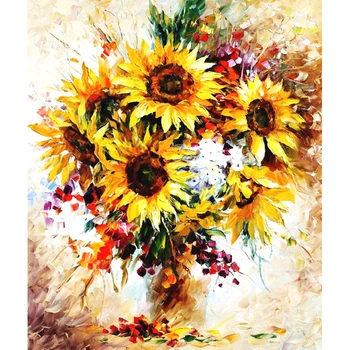 

NEW 5D DIY Embroidery Diamond Painting Embroidery Plant Flowers Diamond Full Round Diamond Embroidery Sunflower Gift