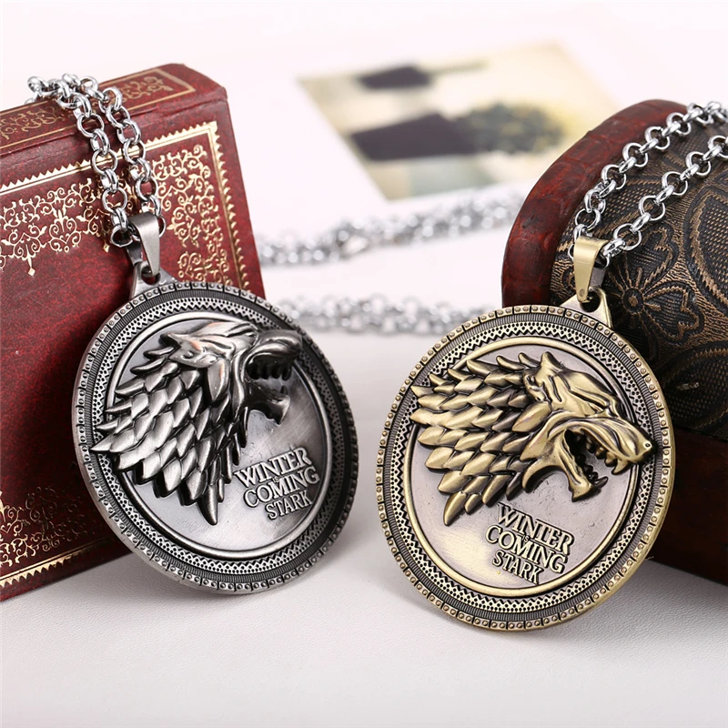 Игра престолов Viking House Stark of Winterfell винтажное волчье головное ожерелье Песнь Льда и