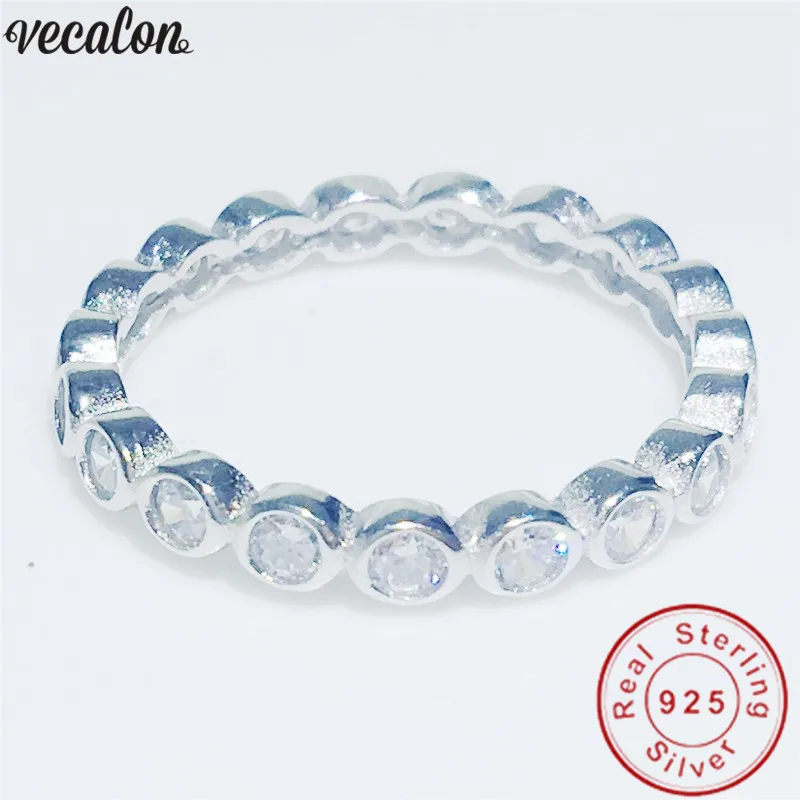 Кольцо Vecalon Eternity Promise 100% Настоящее серебро 925 пробы 5A циркон Cz обручальные