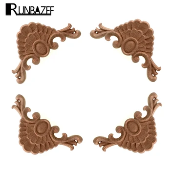

RUNBAZEF Wood Decorative Flower Floral Applique Pass Film Background Wall Closet Corner Home Garden Decor Figurines Miniatures