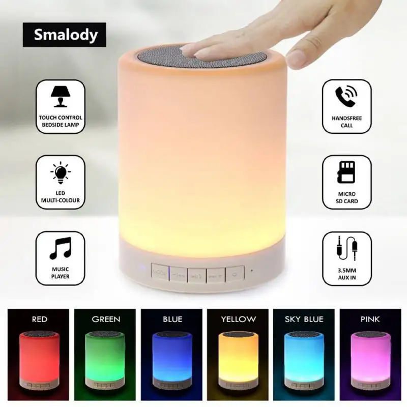 

Portable Wireless Bluetooth Speaker Mini Smart Pat Light Colorful LED Night Light Sound Bedside Table Lamp for Better Sleeps