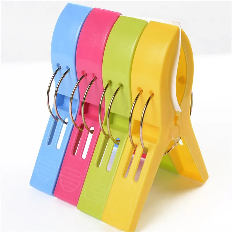 

4Pcs/Set Stronging Plastic Beach Towel Clip Bright Color Pegs Drying Racks Retaining Clips