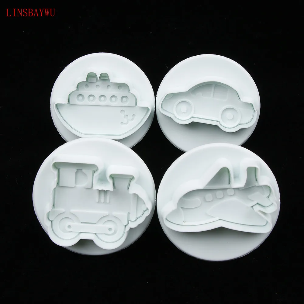 

4PCS/LOT Missile vehicle,Tank, Armored car Sample Plastic Cookie Cutter, Fondant Cake Tools, Cake Decorating DIY Molds