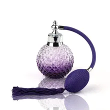 Botella de Perfume de cristal Vintage de 100ml atomizador en spray de piña púrpura botella de vidrio rellenable con borla de tubo largo regalo de boda