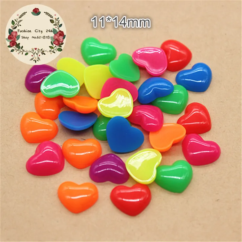 

50pcs 14mm Mix Candy Colors Resin Heart Flatback Cabochon DIY Decorative Craft Scrapbooking