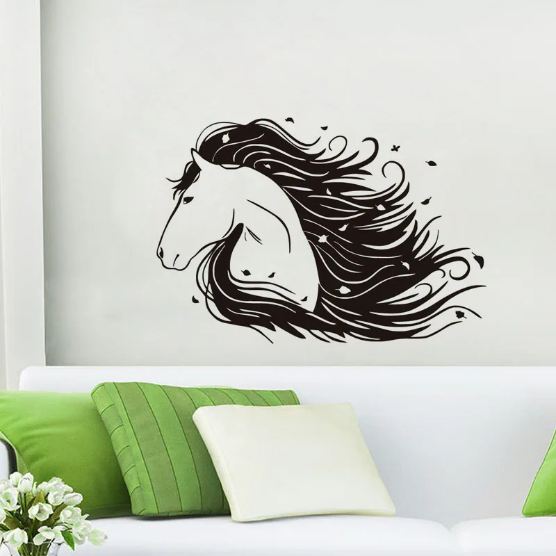 Beautiful Horse Head Vinyl Wall Decal Mrtistic Mane Horse Wall Sticker