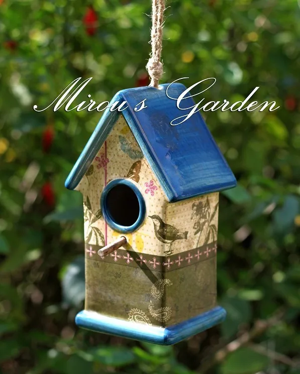 Miniature Fairy Garden Ceramic Bird House Pick on