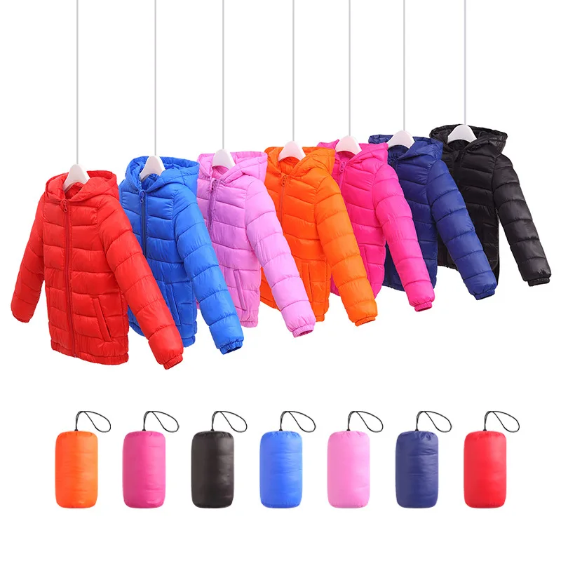 

Fashion Autumn winter boys girls Light Thin parkas Children's solid pattern coat kid zipper jacket baby outerwear tops 7 color