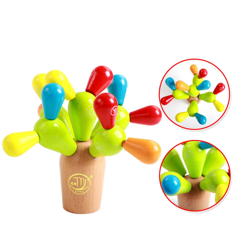 

Prickly Pear Cactus Wooden Blocks Children Handmade Mosaic Blocks Assembling Toys Montessori Educational Toys For Kids